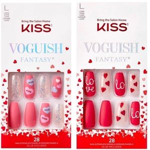 Kiss Long Length Red & Pink Valentine’s Day Nails Set of 2